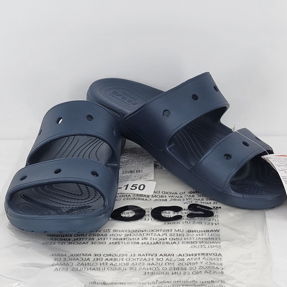Crocs Classic Sandal Navy Blue Mens 10 Womens 12 Two Strap Slide